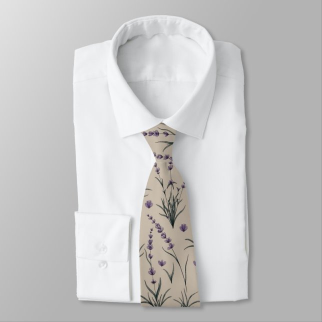 Gravata Lavender Botanical Pattern Necktie (Amarrado)