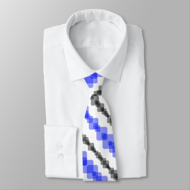 Gravata Layered Blue And Black Squared On White Pattern (Amarrado)