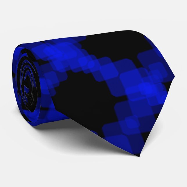 Gravata Layered True Blue Squared On Black Pattern         (Rolled)