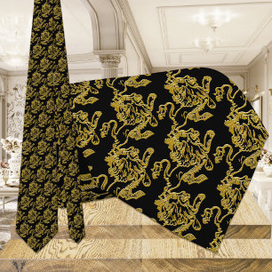 Gravata Leão do ouro no preto