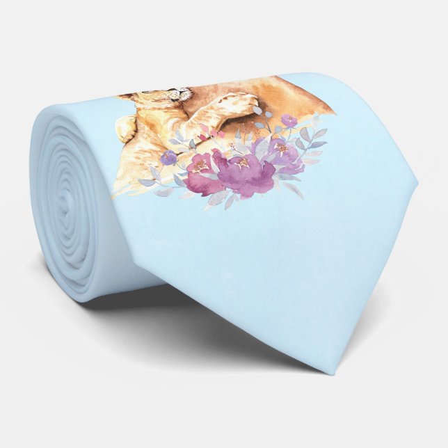 Gravata Leão e Cubo Mãe de Cor de Água Cuja Cama É (Rolled)