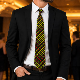 Gravata Leão Regente   Luxo Africano Preto, Dourado e Verm