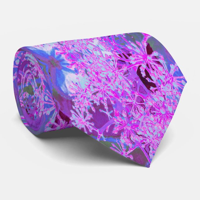 Gravata Legal Abstrato na Natureza, em Rosa Quente e Roxo (Rolled)