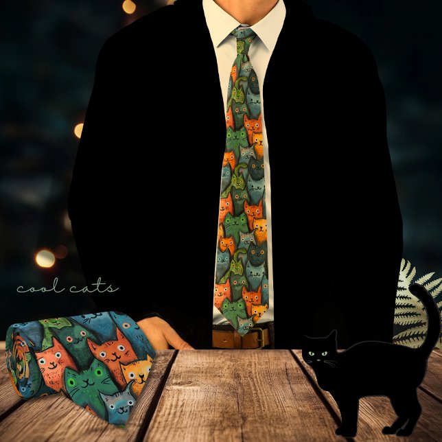Gravata Legal Brincadeira De Gatos (Cool  Fun Cat Pattern Neck Tie)