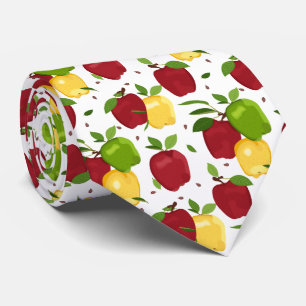 Gravata legal cores de maçã, fruta de padrões