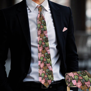 Gravata Legal Gatos Sem Olhos Amarrados - Diversão Rosa E 