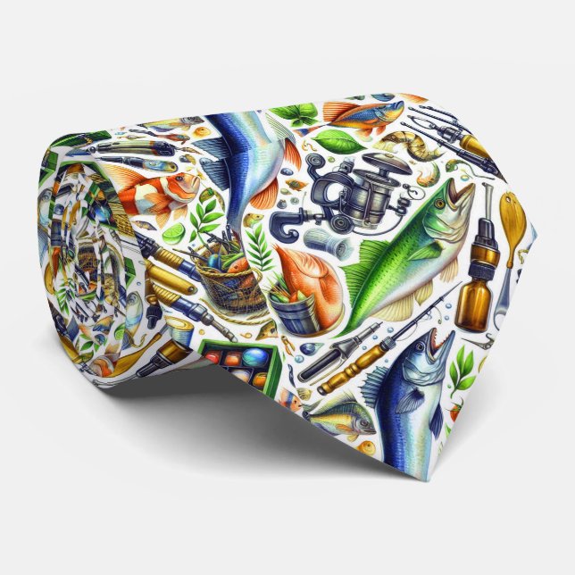 Gravata Legal padrão de marés para amantes da pesca (Rolled)