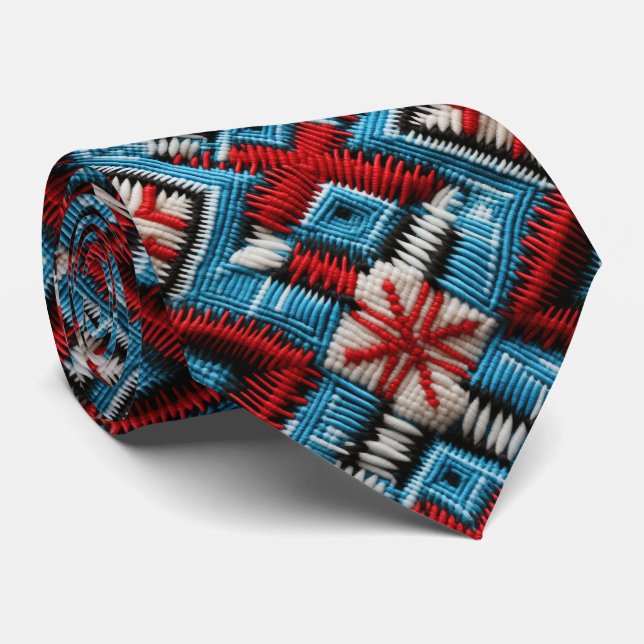 Gravata Legal padrão ladrilhado de bordados ocidentais (Rolled)