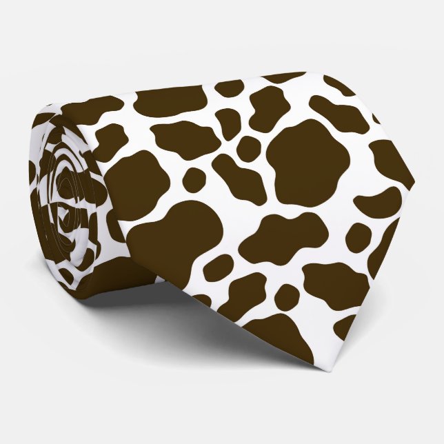 Gravata legal padrão marrom da mancha branca com mancha (Rolled)