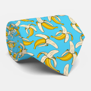 Gravata Legal Trendy Tropical Banana Patterna Turquoise