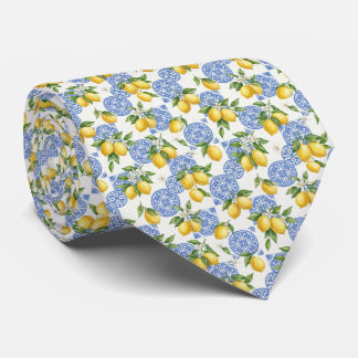 Gravata Lemons Blue White Tile Mediterranean Wedding Groom