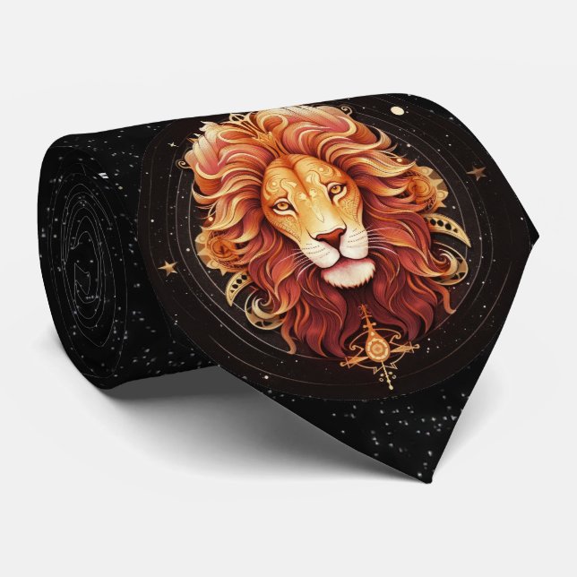 Gravata Leo Astrology Zodiac Neck Tie (Rolled)