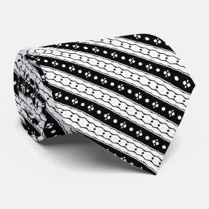 Gravata Leon Faixa Geométrica Preto e Branco