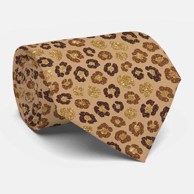 Gravata Leopard Faux Brilho + Seda | Luxo Gentleman's (Rolled)