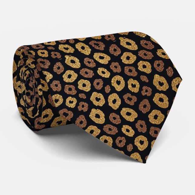 Gravata Leopard Faux Brilho + Seda | Luxo Gentleman's (Rolled)