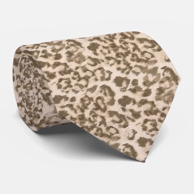 Gravata Leopardo bege. (Rolled)