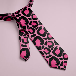 Gravata Leopardo cor-de-rosa