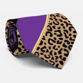 Gravata Leopardo-da-faixa de diagnóstico preto, Dourado e