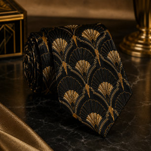 Gravata Leque de Noiva Art Déco em Ouro Preto Luxuoso Gats