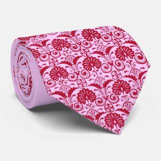 Gravata leques cor-de-rosa e estampa de folhas