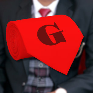 Gravata Letra Vermelha Escura Moderna Monograma   Vermelho