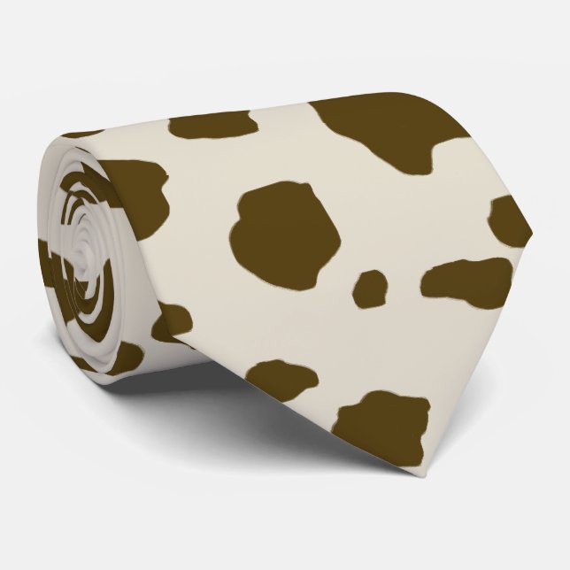 Gravata Letras miudinhas do marrom da PELE da VACA (Rolled)