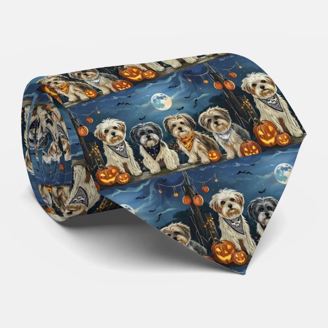 Gravata Lhasa Apso Halloween Spooky (Rolled)