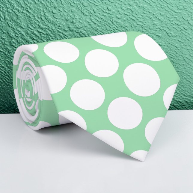 Gravata Light Green Jumbo Polka Dots Custom Necktie (Criador carregado)