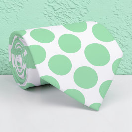 Gravata Light Green Polka Dots on White Custom Necktie
