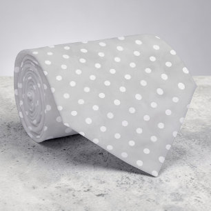 Gravata Light Grey com Bolinhas Brancas Mini