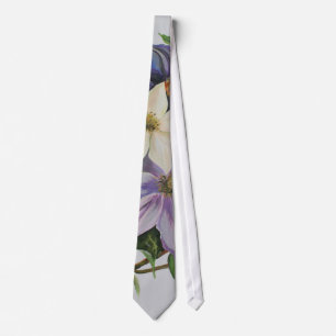Gravata Lilac Clematis Vine - Pintura em acrílico
