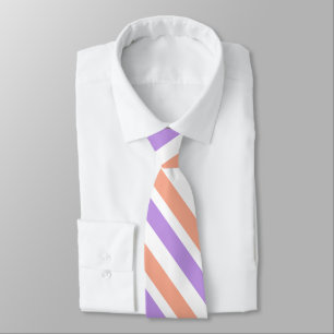 Gravata Lilac Peach White Diagonal Stripes