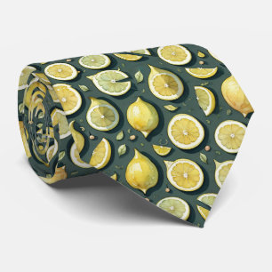 Gravata Limão Amarelo de Aquarela