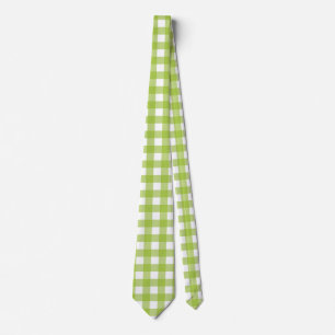 Gravata Limão Brilhante Gingham em branco e verde-preto