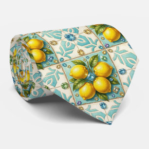 Gravata Limões de Amalfi Faux Silk   Estilo de Luxo Design