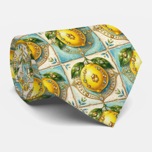 Gravata Limões de Amalfi Faux Silk   Estilo de Luxo Design