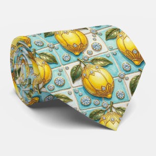 Gravata Limões de Amalfi Faux Silk   Estilo de Luxo Design