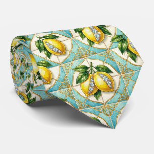 Gravata Limões de Amalfi Faux Silk   Estilo de Luxo Design
