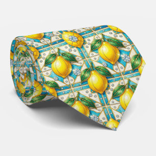 Gravata Limões de Amalfi Faux Silk   Estilo de Luxo Design
