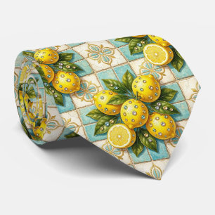 Gravata Limões de Amalfi Faux Silk   Estilo de Luxo Design