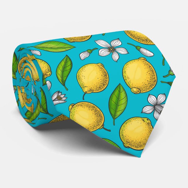 Gravata Limões em azul (Rolled)