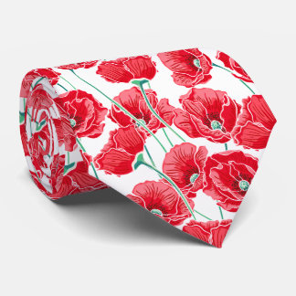 Gravata Linda Lembrança Vermelha Poppy Campo Floral