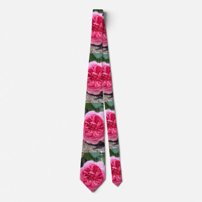 Gravata Linda Rosa Rosa Rosa Floral Mens Botânicas Tie (Frente)
