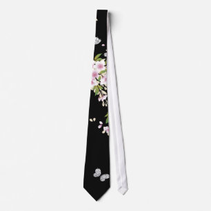 Gravata Linda Sakura Vintage Japonês Floral