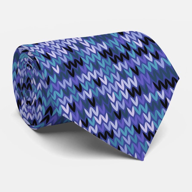 Gravata Linda, tricotada, tricotada, azul e (Rolled)