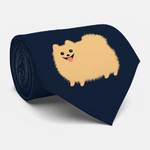 Gravata Lindo cachorro de desenho animado Pomerânia Azul
