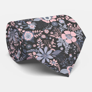 Gravata Lindo padrão floral em azul pastel com estilo retr