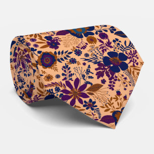 Gravata Lindo padrão floral em pastel laranja com estilo r