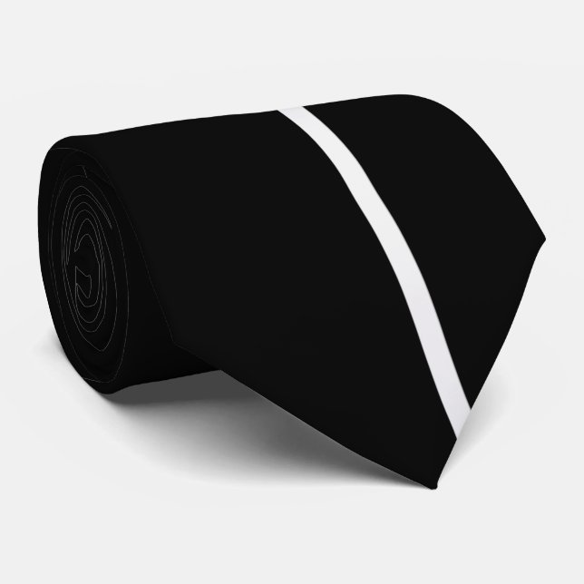 Gravata Linha vertical fina do fumo branco no preto (Rolled)