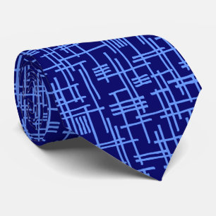 Gravata Linhas Abstratas 120923 - Azul Bebê em Azul Escuro